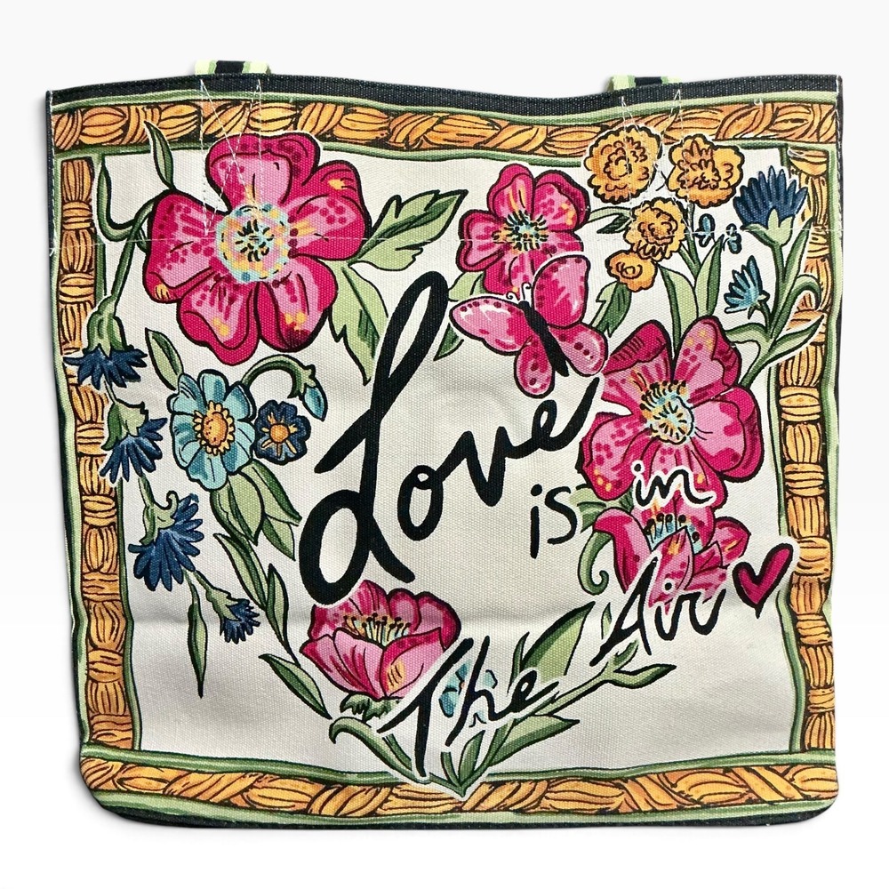 Brighton Love Is In The Air Tote Tom Clancy Floral Butterfly Canvas Bag Large